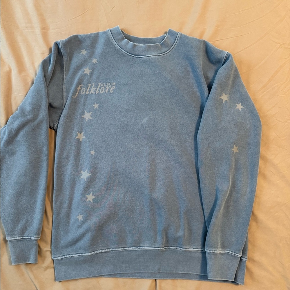 Taylor Swift Pale Blue Folklore Stars Crewneck Sweatshirt